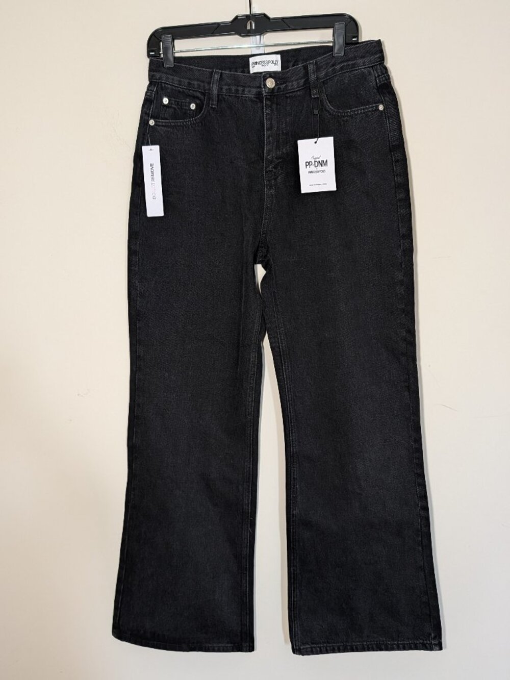 Princess Polly Maple High Waist Flare Leg Jeans Size 8 Washed Black